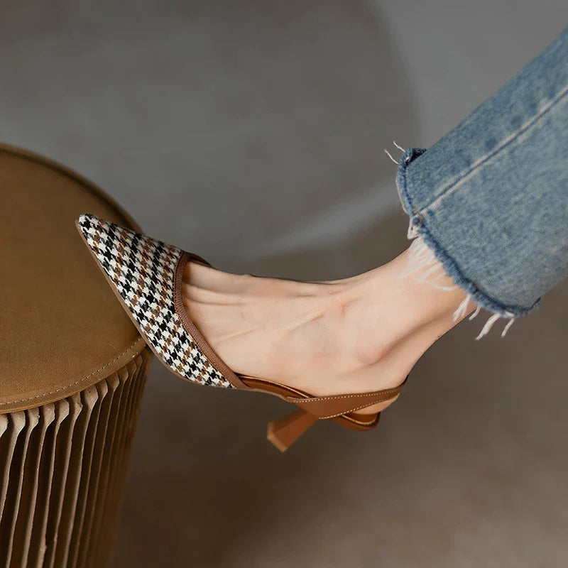 Pointed Toe Sandals Elegant Slippers High Heels Shoes Brand Slingback Shoes Dres Pumps Mujer De Slides