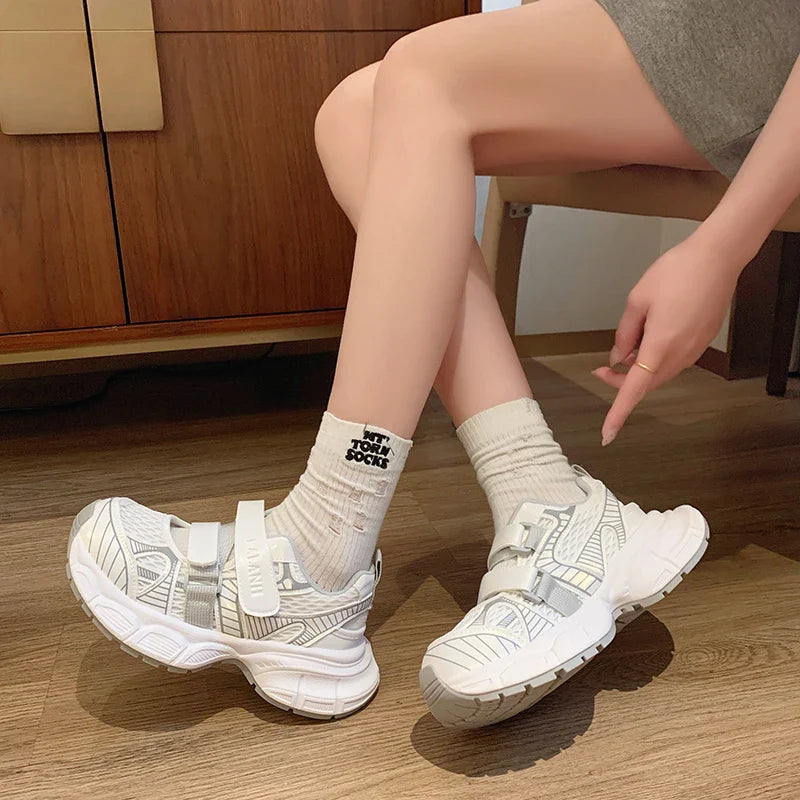 Sandals Thick Bottom Hollow Head Patch Color Sports Shoes Casual Increase Breathable Non-slip Shoes