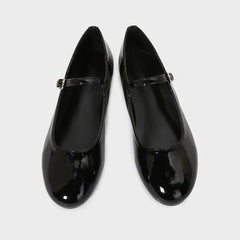Brand Patent Leather Round Toe Ballet Flats Shallow Belt Buckle Shoes Elegant Party