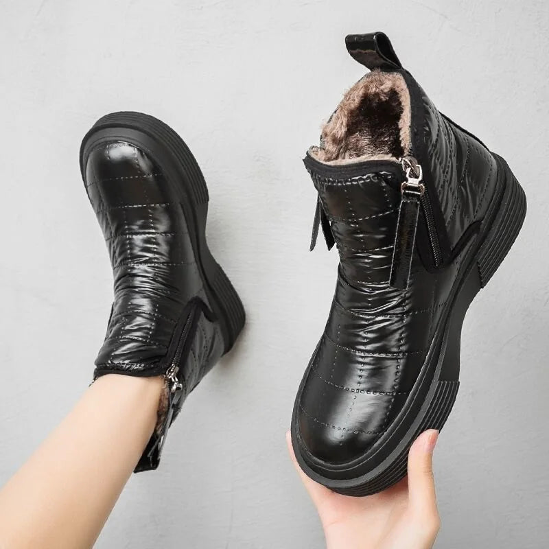 Waterproof Booties Snow Boots Boot Short Barrel Flat Shoes