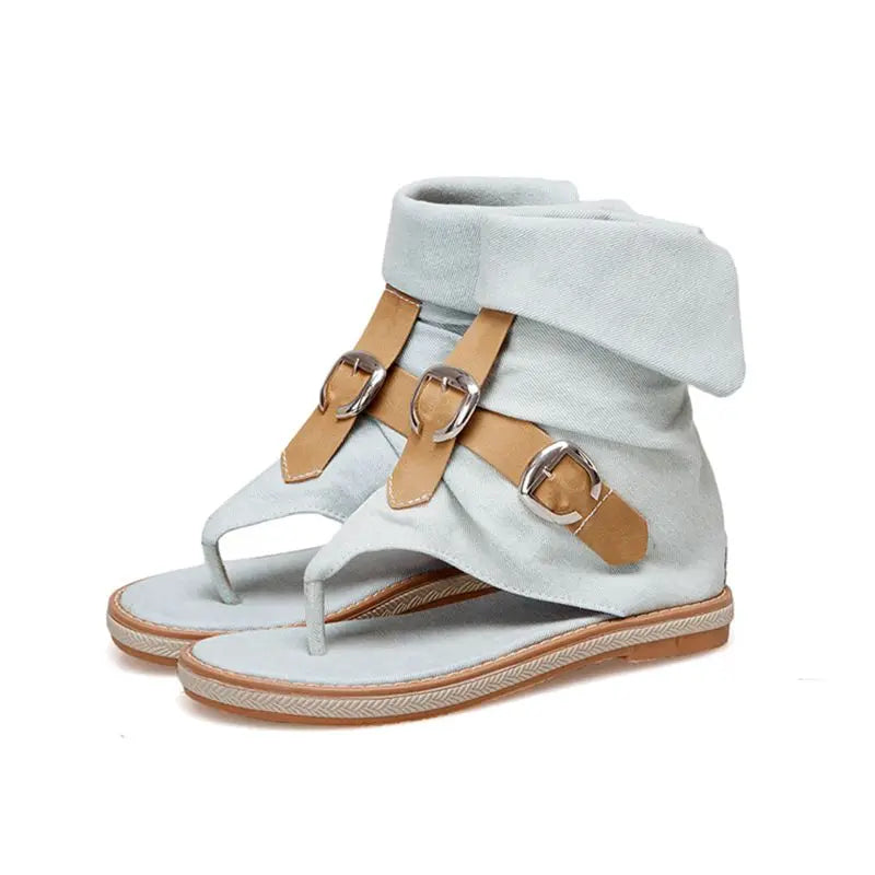 Blue Shoes Buckle Gladiator Sandals Jeans Boots booties sandalias Size 43