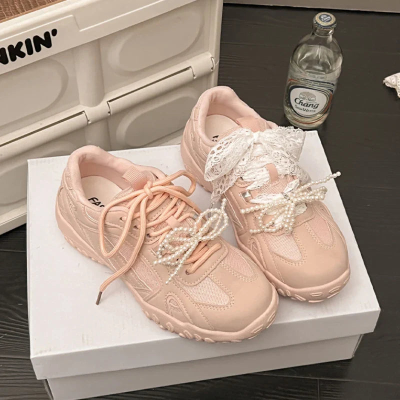 Sport Mesh Sneakers Breathable Shoes Casual Running Mujer Zapatos Lace Up Walking Sandals Mujer