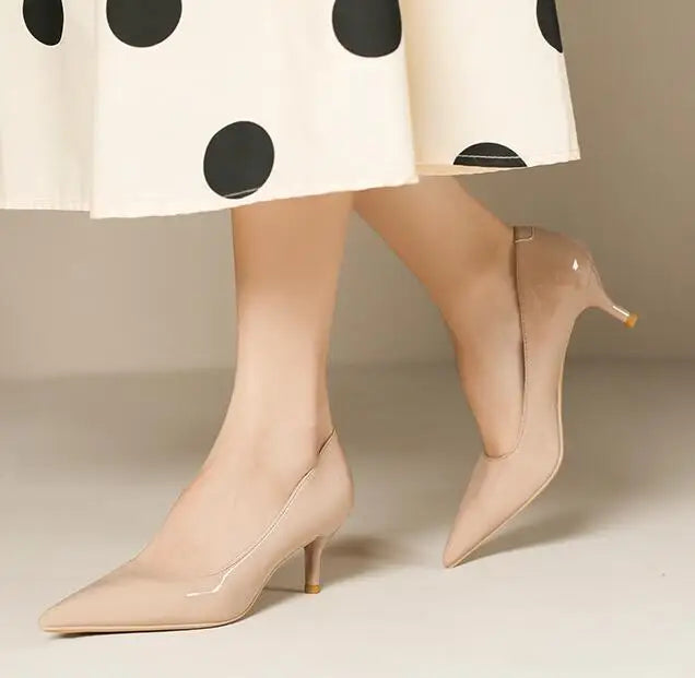 5cm Stilletos High Heels Red/Nude Pumps Patent Leather Tacones Wedges Femme Office Gift Shoes Wedding