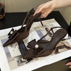 Design Butterfly-knot Pointed Toe Woman Pumps Buckle Strap Wedding Stripper Thin High Heels Shoes