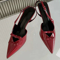 Brand High Heels Elegant Bow Pointed Toe Thin High Heeled Sandals Slingback