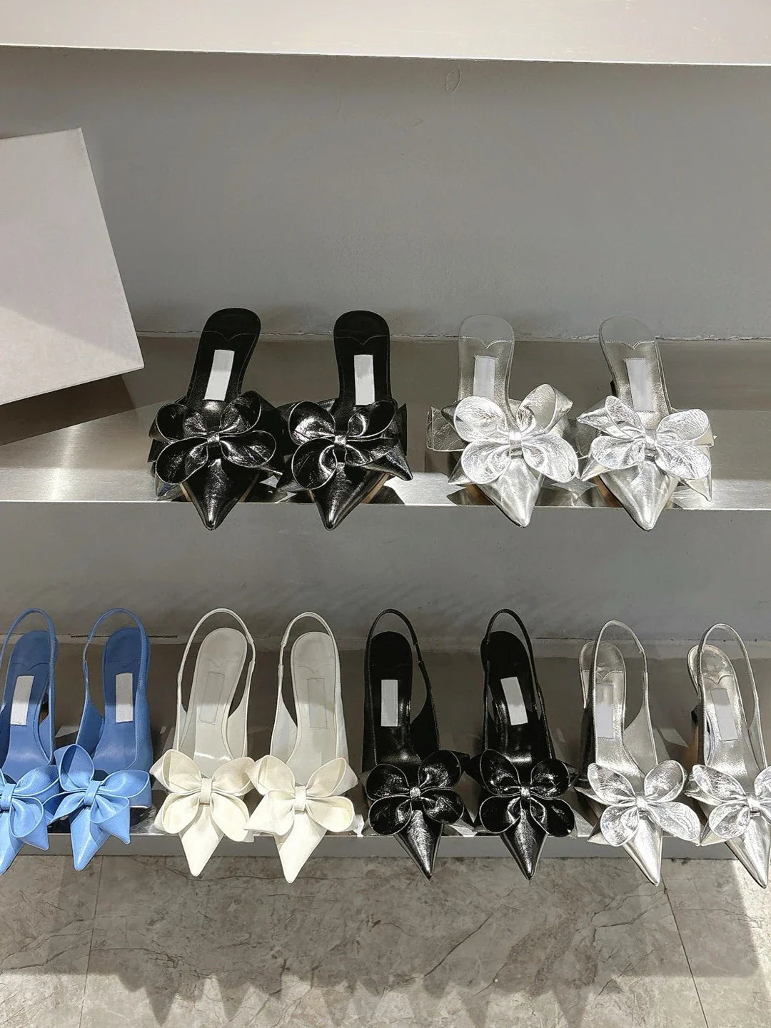 High Heel Bow Pointed Toe Stiletto Sandals Shoes
