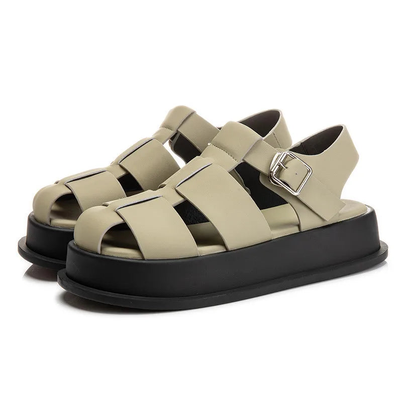 Roman Sandals Closed toe Leisure Thick Soled Woven Shoes Sandals
