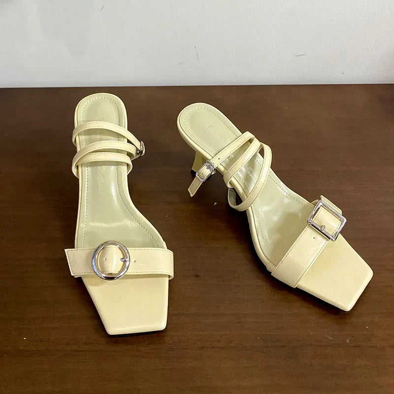 Ankle Strap High Heels Pumps Shoes In Shallow Footwear Party Thin Heels Shoes Sandals