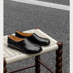 Tabi Shoes Style Split Toe Flat Shoes Genuine Leather Style Loafers