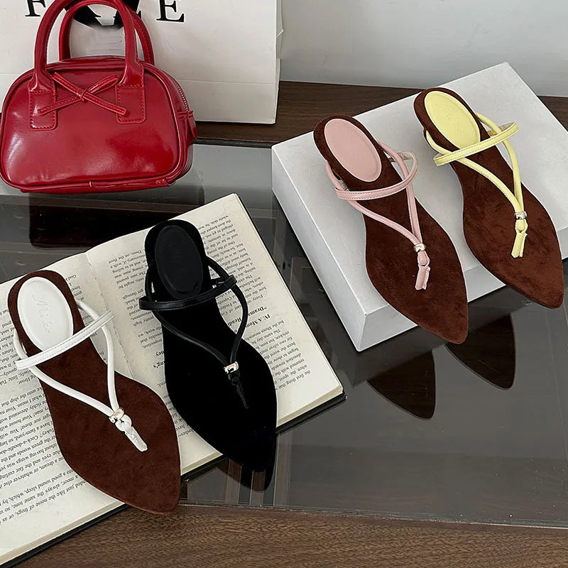 Flip flops Heeled Sandals Pumps Pointed Toe Low Heel Slides Slippers Shoes