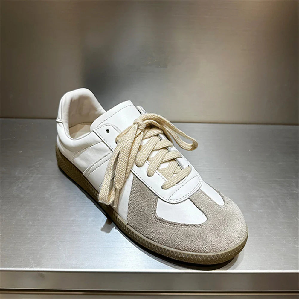 Genuine Leather Sneakers Cross-tied Comfort Casual Flats Shoes Woman High Quality Sport Shoes Sneakers
