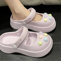Platform Kawaii Slides Shoes Cute White Slippers and Sandals on Beach Thick Normal Top Designs Vip 39