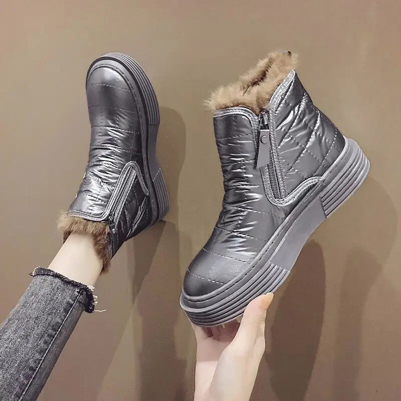 Waterproof Booties Snow Boots Boot Short Barrel Flat Shoes