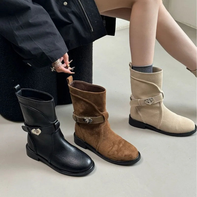 Retro Chunky Heels Ankle Boots