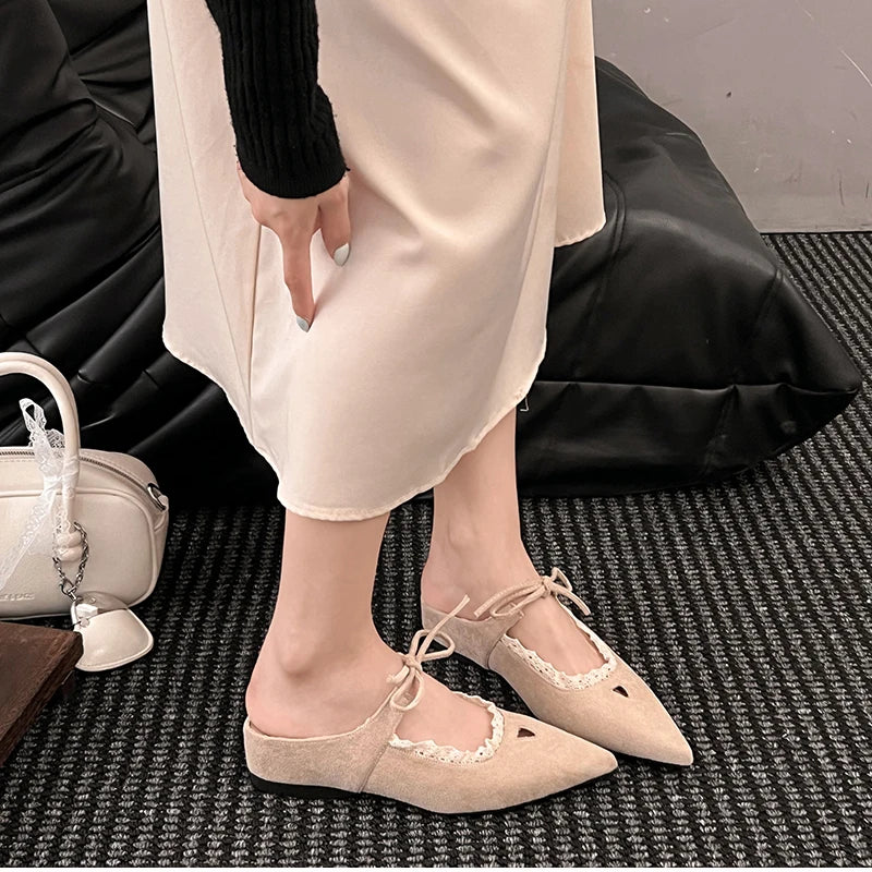 Pointed Toe Mules Slippers Casual Dress Street Style Slip On Shoes