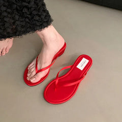 Slipper Narrow Band Slip On Flip On Shoes Low Wedge Heel Outdoor Dress Slides Woman