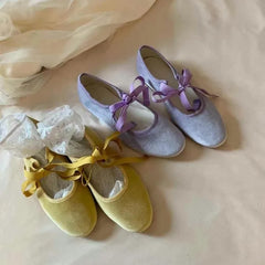 Bow Bandage Velvet Flats Shoes Elegant Round Toe Shallow Ballet Shoes Casual Streetwear Mary Janes