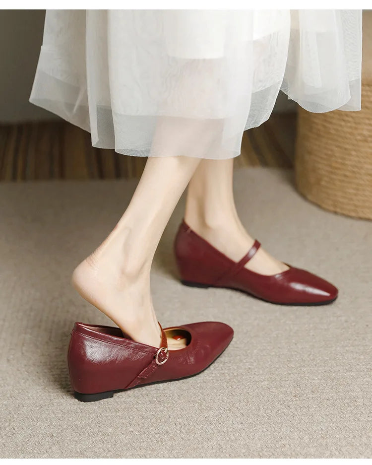 mary janes shoes woman height increasing flats soft leather ankle belt mocasines elevator shoes zapatos de mujer 2025