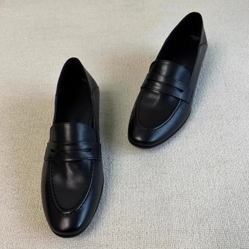 Versatile Pumps Retro Casual Loafers Men's Round Toe Office Work Shoes Zapatillas