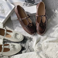 Pointed Toe Buckle Strap Flat Shoes Roman Retro Solid Color Casual Shallow Mouth Flats Comfy Soft Flat Shoes