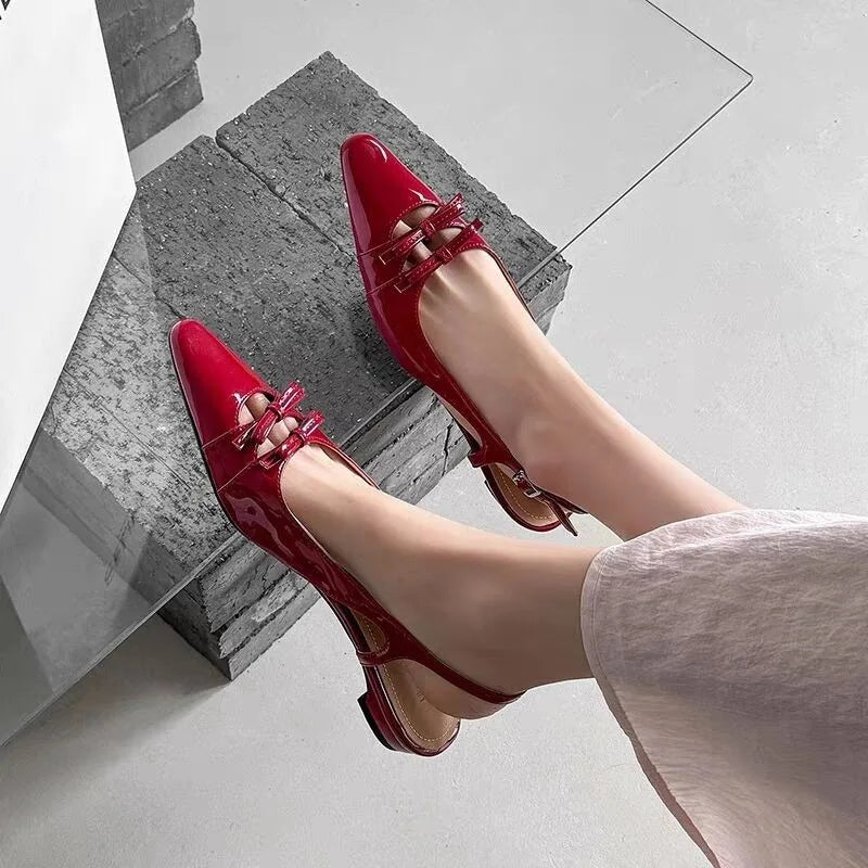 Cover Toe Butterfly-knot Low Heel Stripper Party Sandalias