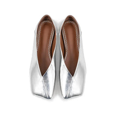 European and American Genuine Leather Flat Bottomed Square Toe Single Shoes