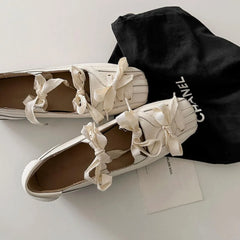 square head bow shallow mouth ballet shoes one-pedal flat Mary Jane single shoes