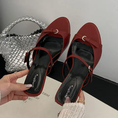Shallow Elegant Low Heel Pumps Shoes Casual Slides Footwear Slip On Heeled Sandals Shoes