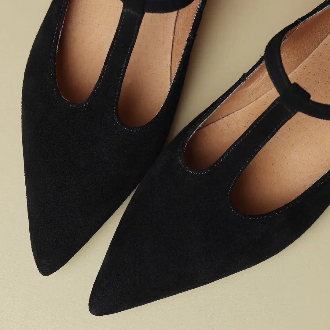 natural suede leather thin high heel pointed toe pumps elegant heeled retro heeled shoes