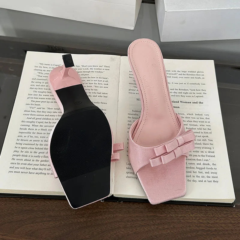 Butterfly-Knot High Heels Pumps Shoes In Slip Thin Heels Shoes