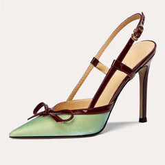 Satin Bow High Heels Pointed Toe Fine High Heel Sandals Muller Pumps Elegant Party