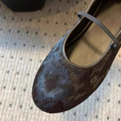 Round Toe Horsehair Ballet Flats Shoes Elastic Band Elegant Red Mary Janes Shallow Black Loafers