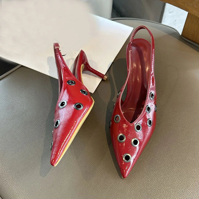 Big Size 43 Metal Heels Shoes In Pointed Toe Footwear Party Thin High Heels Shoes