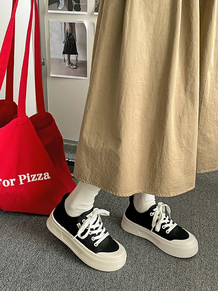 Shoes Platform Casual Sneakers Black Flats Soft Clogs Espadrille Retro Fabric Leisure Canvas Flat Blac
