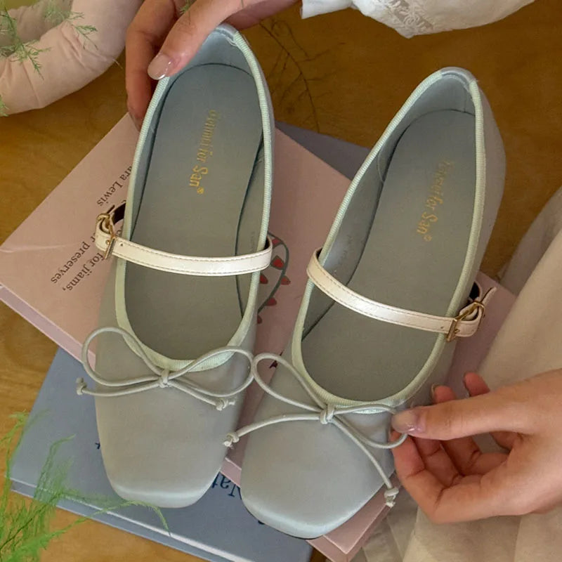 Yellow Brand Flats Round Toe Shallow Slip On Casual Ballet Shoes Soft Leather Eelgant Balle Shoes Mujer