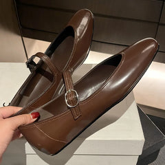 genuine leather sqaure toe mary jane ballet flats leisure soft comfortable casual ballerians espadrilles shoes