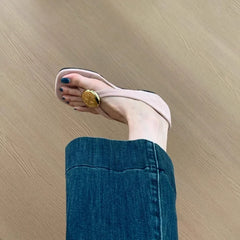 Leisure Toe-Open Sandals Slippers Trendy Rubber Bottom Flat Head Casual Slip-On Shoes High Aesthetic Value