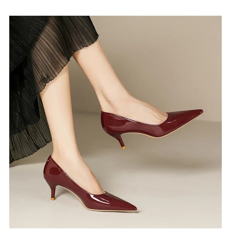 5cm Stilletos High Heels Red/Nude Pumps Patent Leather Tacones Wedges Femme Office Gift Shoes Wedding
