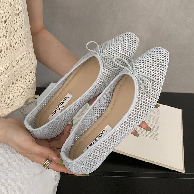 Mesh Flats Slip On Shoes Shallow Butterfly-Knot Ballet Flats Dance Shoes 2025