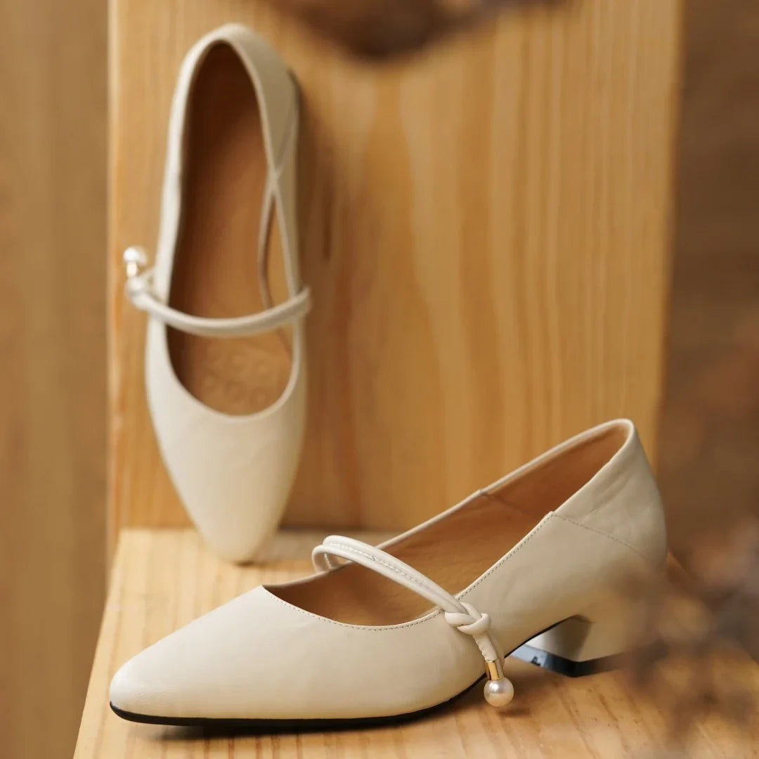 Plus size 34-41 genuine leather pointed toe Mary Jane pumps 3cm kitten heel elegant daily dress heeled shoes sale