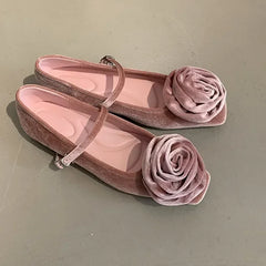 Cute Flock Flowers Flat Shoes