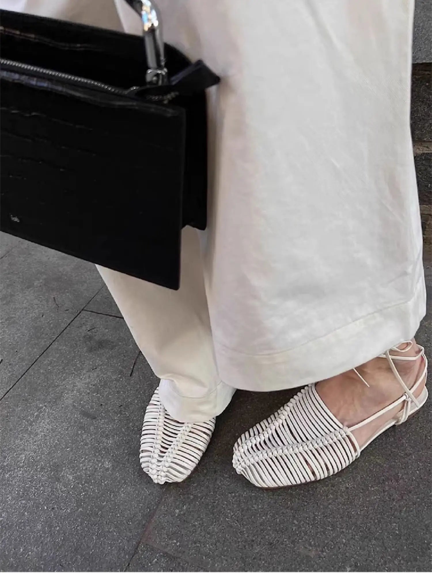 Vintage Woven Hollow Strap Sandals Beautiful Roman Sandals Flat Toe Comfortable Woven Sandals Holiday Party Shoes