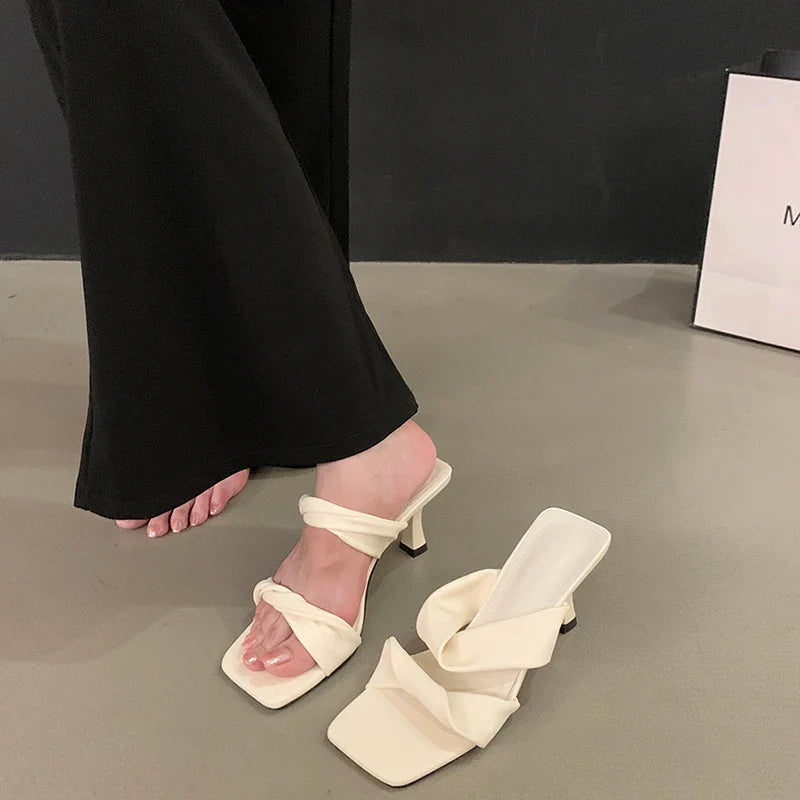 Open Toe Slippers Comfort High Heel Party Dress Slides Shoes