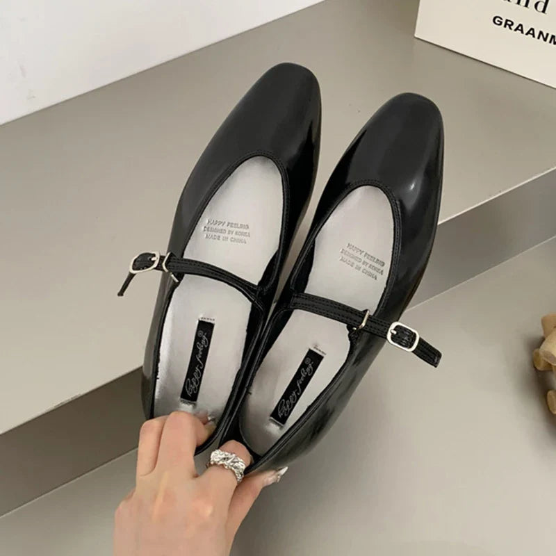 Flat mary janes shoes woman candy color soft leather ballet flats ankle strap comfy mocaasins