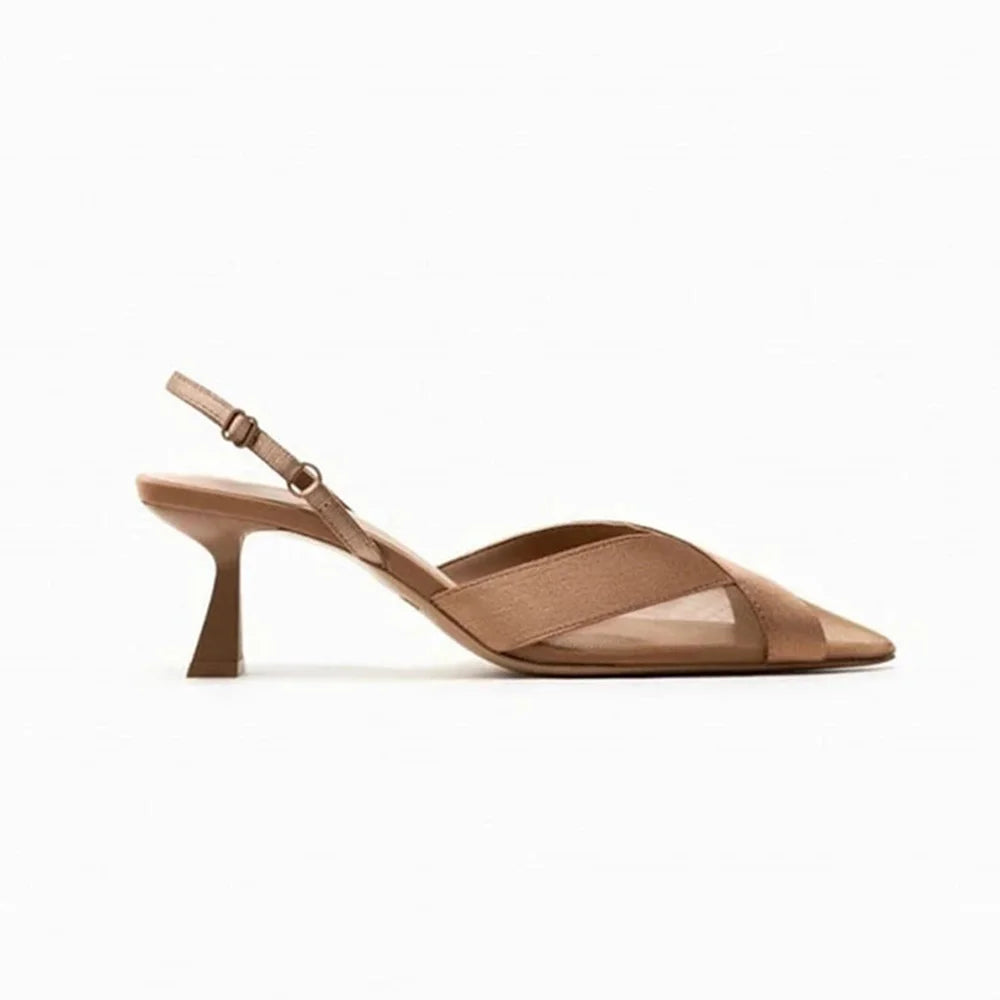 Cross Upper Pumps Slingbacks Point Head Spike Kitten Heels Sandals