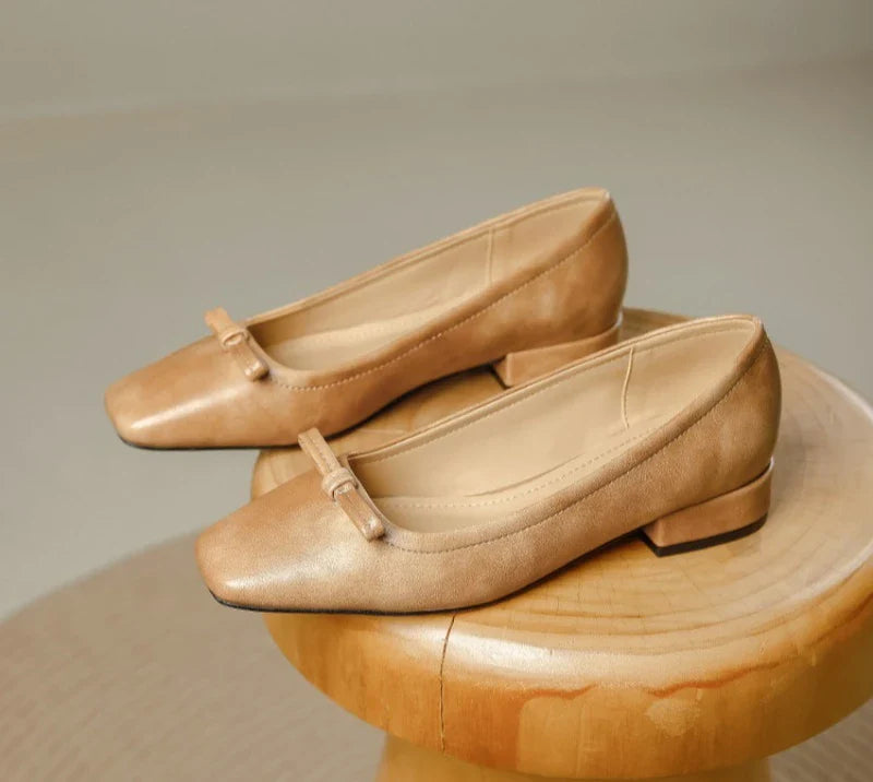 Single Shoes Retro Simple Mary Jane Square Head Shallow Mouth Comfortable Soft Leather Shoes