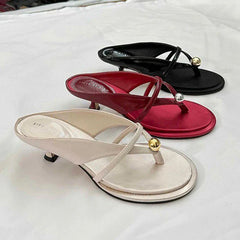 Clip Toe High Heels Sandals Shoes Woman Brand Beach Flip Flops Shoes Slingback Slides