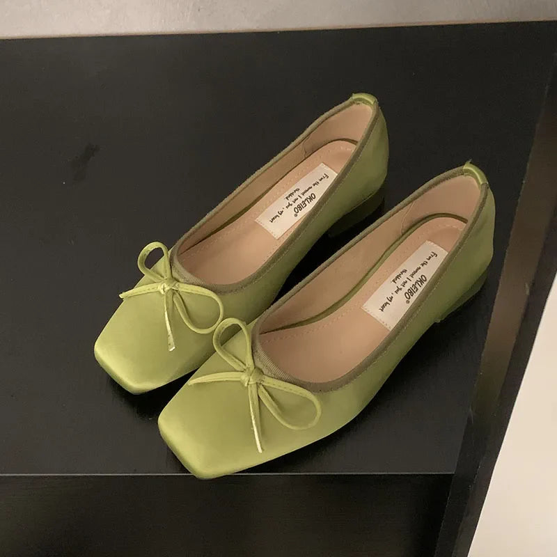 Shallow Flats Slip On Shoes Slides Silk Butterfly-Knot Footwear Flats With Shoes