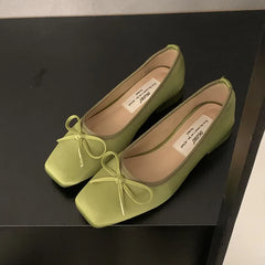 Shallow Flats Slip On Shoes Slides Silk Butterfly-Knot Footwear Flats With Shoes