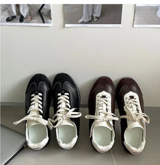 Retro Design Casual Flat Casual Sports Single Shoes Shallow Mouth Versatile Comfortable Lace Up Sneakers